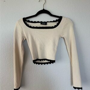 Vici Cream Crop Top with Black Accents